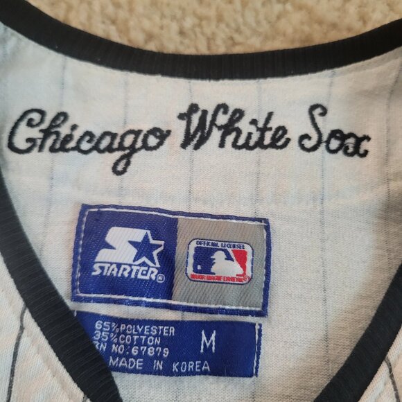 Retro 90s White Sox Jersey by Starter Cooperstown MLB Collection Pinstripe M - Picture 8 of 14